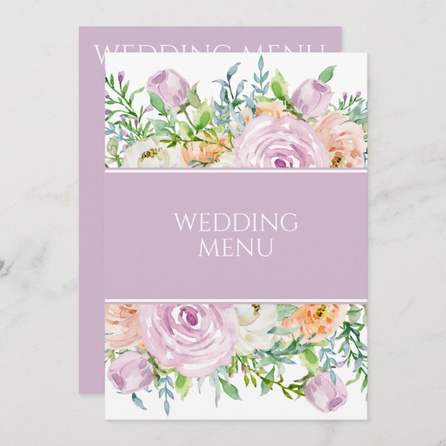 Summer Flowers Floral Wedding Reception Menu (Front/Back)
