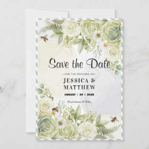 Summer Flowers Golden Frame    Save The Date