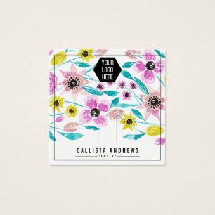 Summer Flowers Leaves Logo Hair Display Card