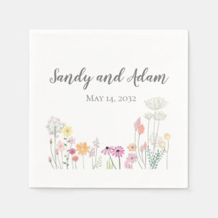 Summer Flowers Personalised Wedding Napkins
