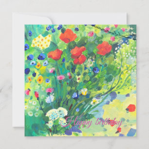 Summer flowers, poppys holiday card