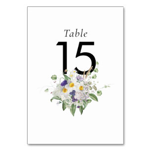 Summer Flowers Posy Greenery Table Number