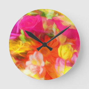 Summer Flowers Round Clock