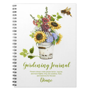 Summer Flowers Rustic Bucket Gardening Journal