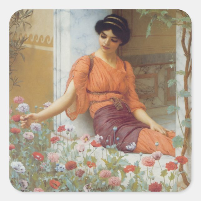 Summer Flowers Square Sticker (Front)