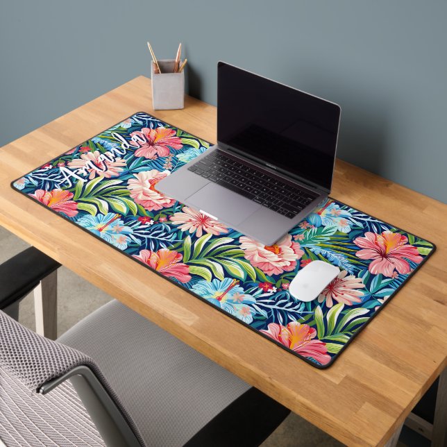 Summer Flowers Tropical Floral Pattern Girly Desk Mat (Office 2)