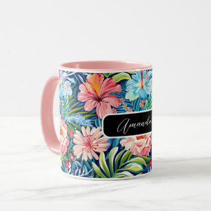 Summer Flowers Tropical Pretty Floral Pattern Mug