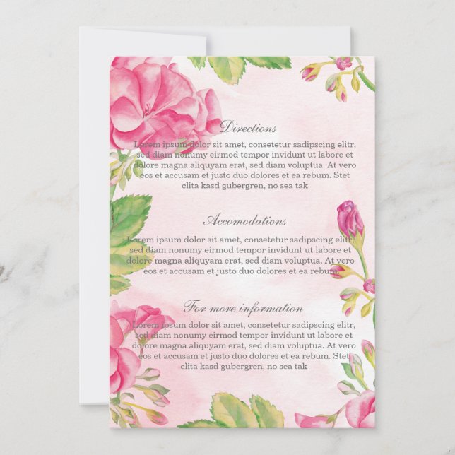 Summer Flowers Wedding  Details Card (Front)