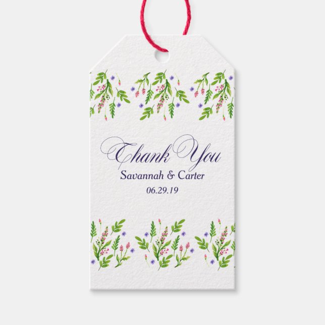 Summer Flowers Wedding Favour "Thank You" Gift Tag (Front)