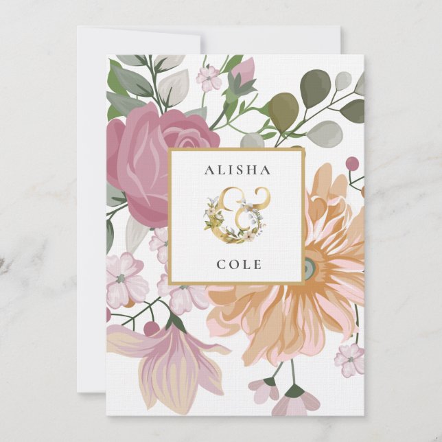 Summer Flowers Wedding Invitation (Front)