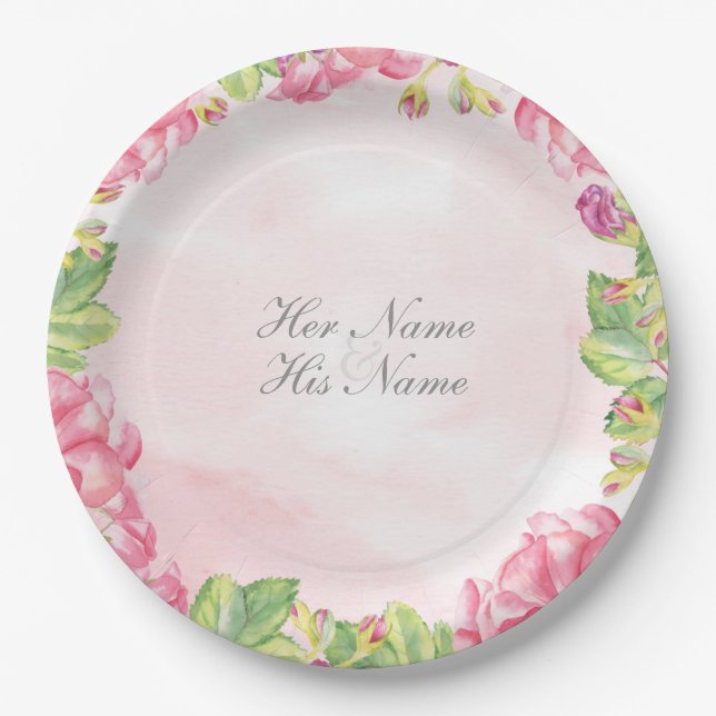 Summer Flowers Wedding Paper Plate (Front)