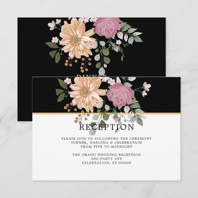 Summer Flowers  | Wedding Reception Card (Front/Back)