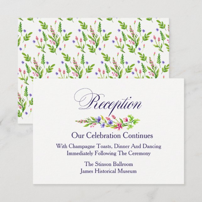 Summer Flowers Wedding Reception Invitation (Front/Back)