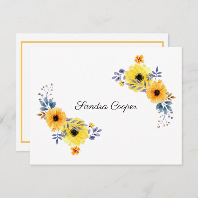 Summer Flowers Yellow From Your Desk A Personal Card (Front/Back)