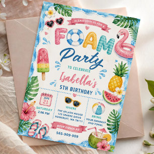 Summer Foam Birthday Party Invitation