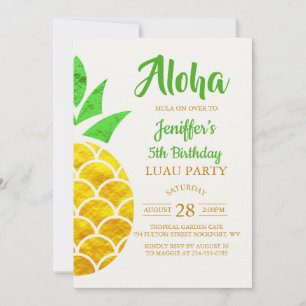Summer Foil Gold Geometric Pineapple Birthday Invitation