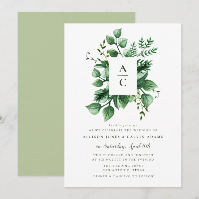 Summer foliage wedding invitation (Front/Back)