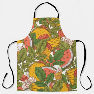 Summer food seamless pattern. Sanwiches,ice cream  Apron
