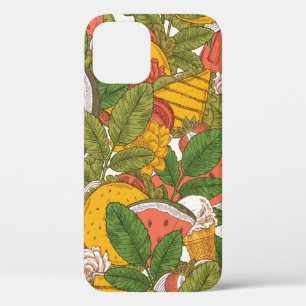 Summer food seamless pattern. Sanwiches,ice cream iPhone 12 Case