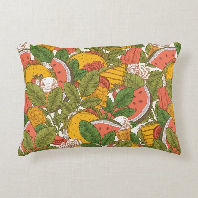 Summer food seamless pattern. Sanwiches,ice cream  Decorative Cushion (Front)