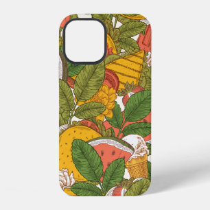 Summer food seamless pattern. Sanwiches,ice cream iPhone 12 Case