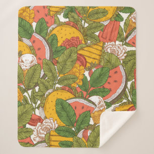 Summer food seamless pattern. Sanwiches,ice cream Sherpa Blanket