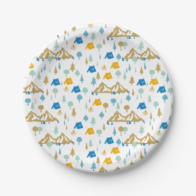 Summer Forest Camping Paper Plate (Front)