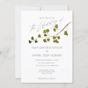 Summer Forest Green Maidenhair Fern Invitation