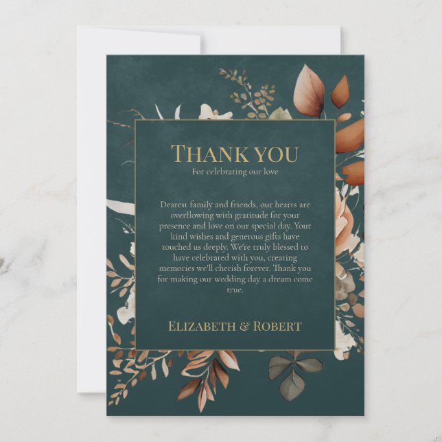 Summer Forest Witch Teal Thank You Card (Front)