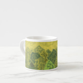 Summer Forest, wool painting, trees green & yellow Espresso Cup