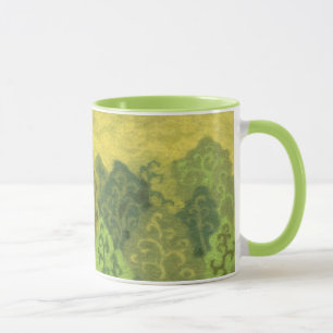 Summer Forest, wool painting, trees green & yellow Mug
