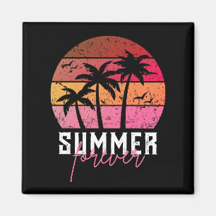 Summer Forever Vintage Retro Sunset Magnet