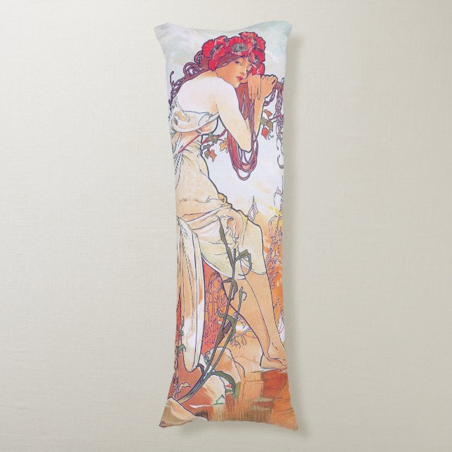 Summer (Four Seasons), Alphonse Mucha Body Cushion (Front Vertical)