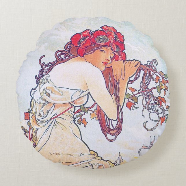 Summer (Four Seasons), Alphonse Mucha Throw Pillow (Front)