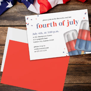 Summer Fourth of July Cute Custom Invitation