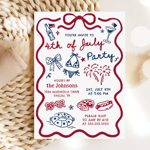 Summer Fourth Of July Pool Party BBQ Invitation