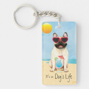 Summer French Bulldog Key Ring