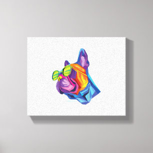 Summer French Bulldog Puppy Colourful Canvas Print