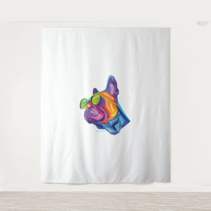 Summer French Bulldog Puppy Colourful  Tapestry