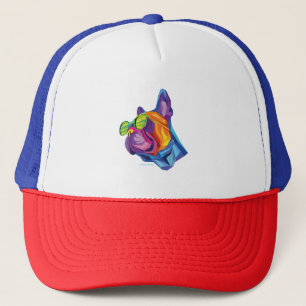 Summer French Bulldog Puppy Colourful  Trucker Hat