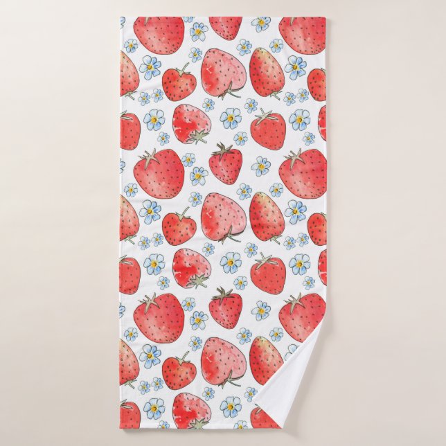 Summer fresh and bright strawberry pattern. Waterc Bath Towel (Bath Towel)