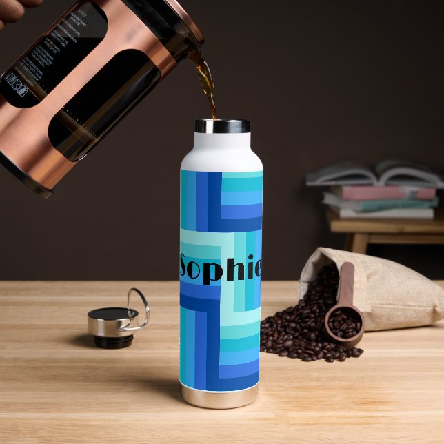 Summer Fresh Blue Green Zig Zag Water Bottle (Coffee)