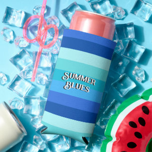 Summer Fresh Blue Striped Seltzer Can Cooler