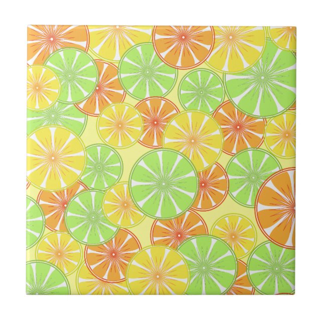 Summer Fresh Citrus Fruit Pattern Tile (Front)