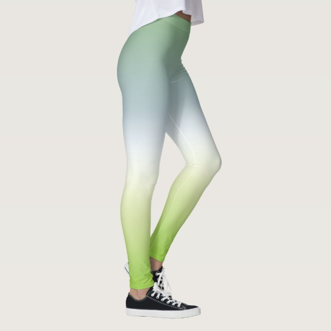 Summer Fresh Gradient Cool Blue Green Ombre Leggings (Right)