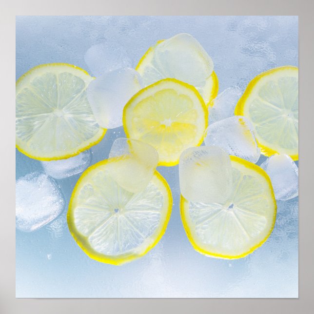 summer fresh lemon ice soda drink photograph poster (Front)