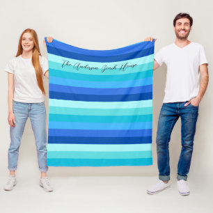 Summer Fresh Ocean Shades Striped Fleece Blanket
