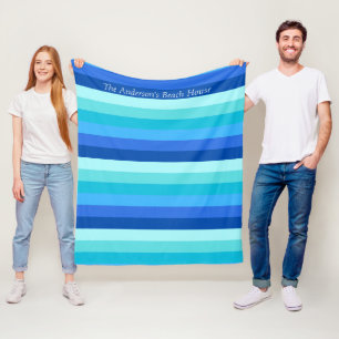 Summer Fresh Ocean Shades Striped Fleece Blanket
