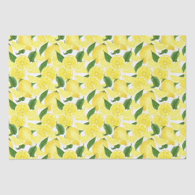 Summer Fresh Yellow Lemon Citrus Fruit  Tissue Paper (Front)