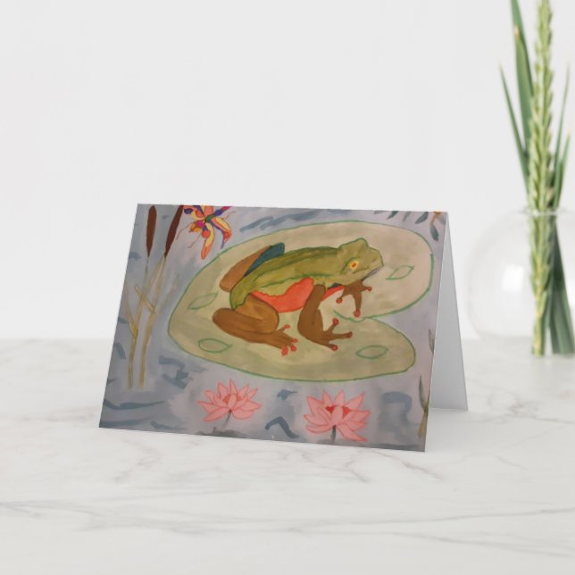 Summer Frog Pond Greeting Card (Front)